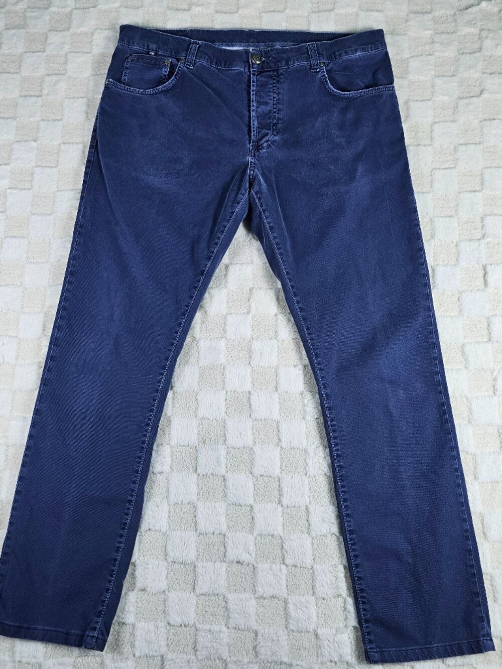 Isaia Napoli 5-Pocket Pants Mens 54 EU Blue Cotton Stretch Twill Made in Italy